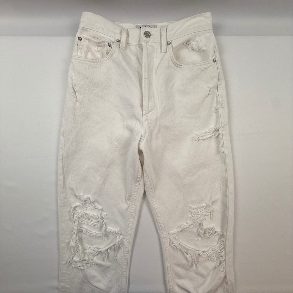 AGOLDE 90s Pinch Waist White Distressed Straight Leg Jeans A069C-814 Size 25